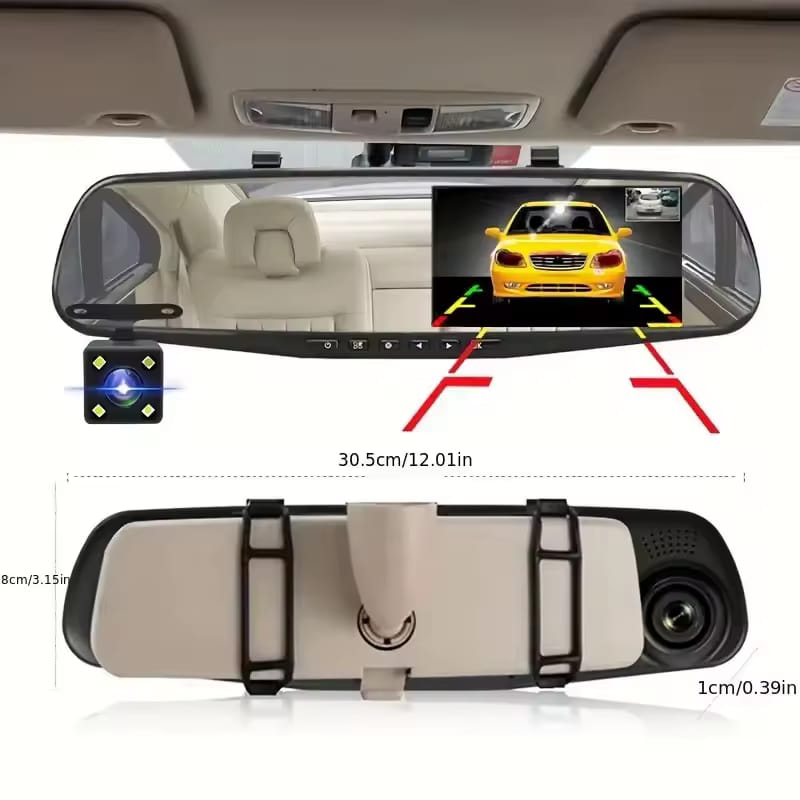 Espejo Retrovisor Doble Camara Full Hd